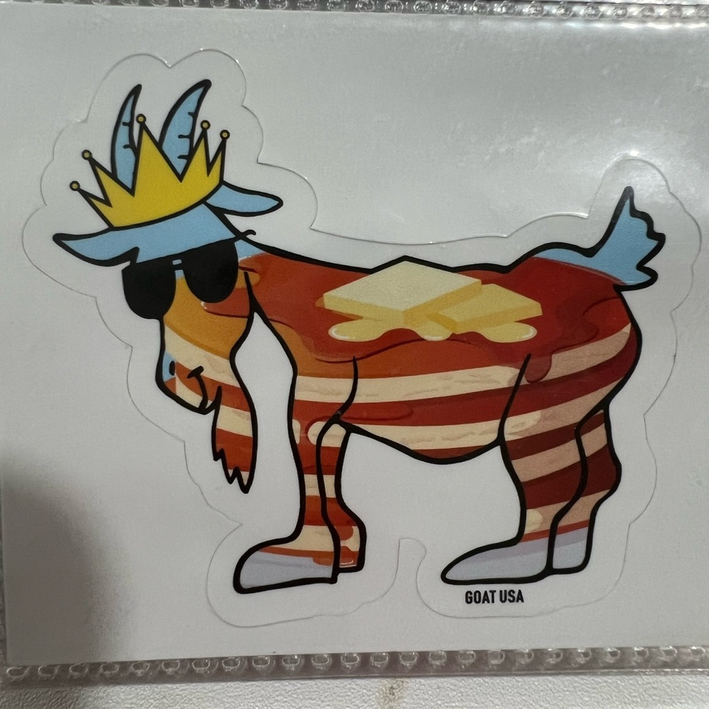 Colorful Goat USA Sticker with Crown and Sunglasses